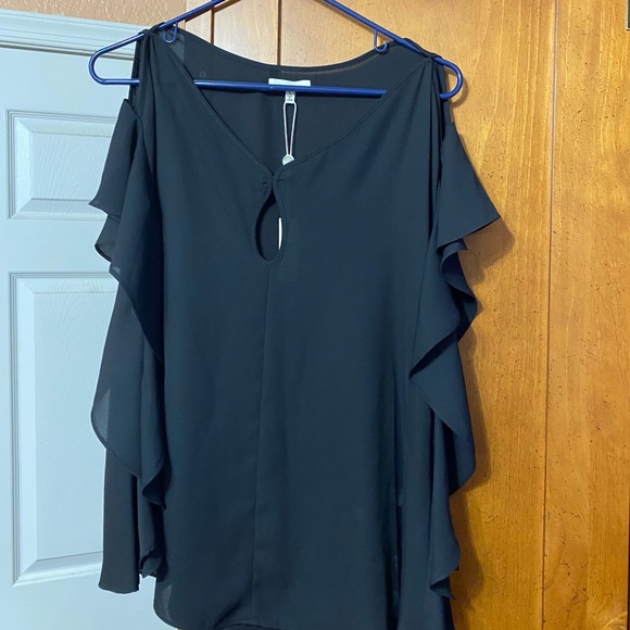 Max Studio Black silky blouse Size L - Picture 1 of 3